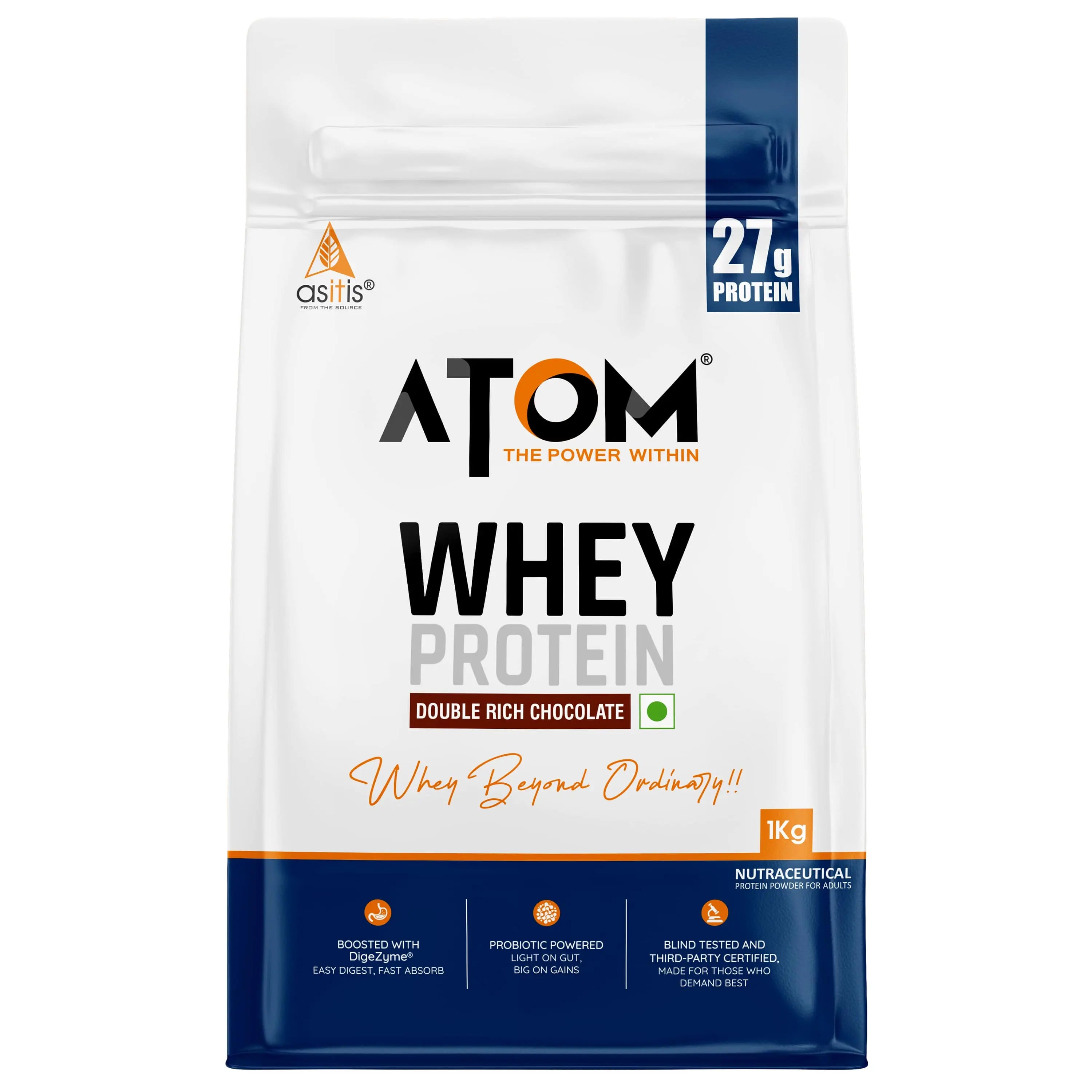 AS-IT-IS ATOM Whey Protein | 1 kg | Double Rich Chocolate