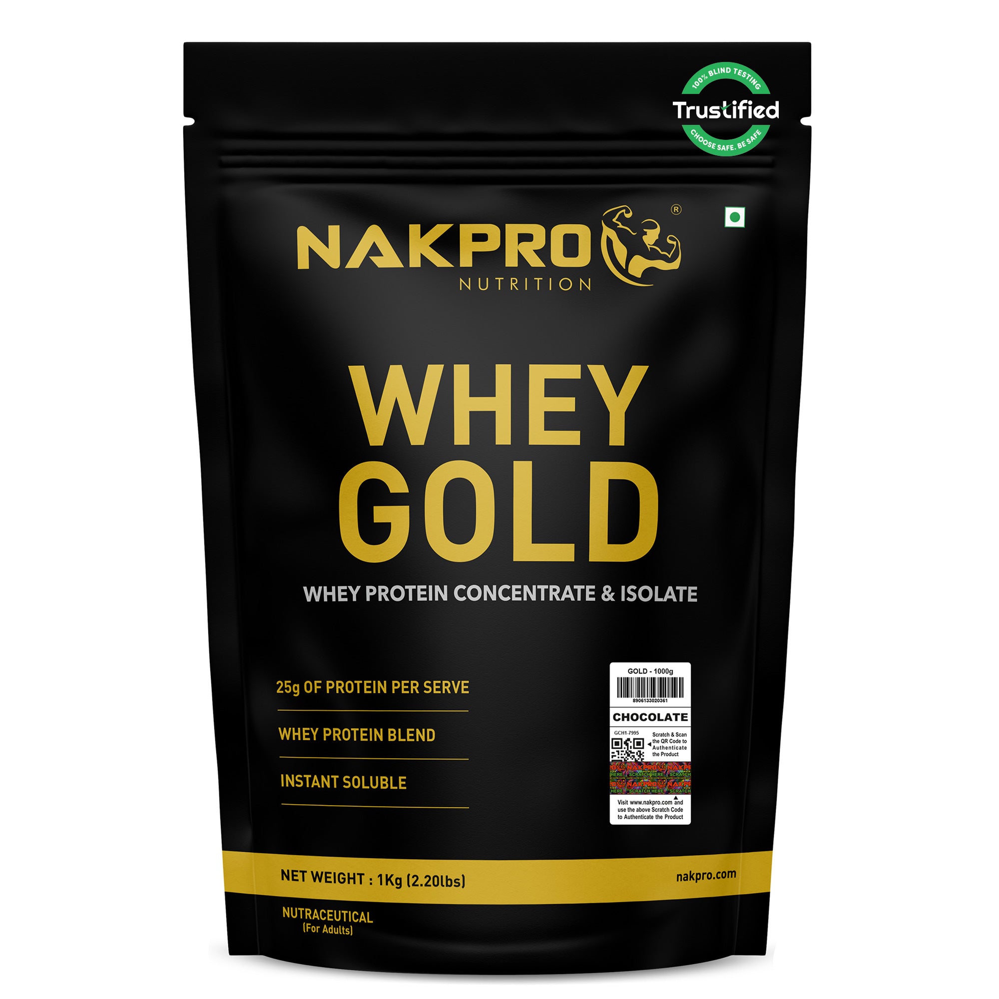 NAKPRO Whey Gold Whey Protein Blend | 1 kg | Chocolate