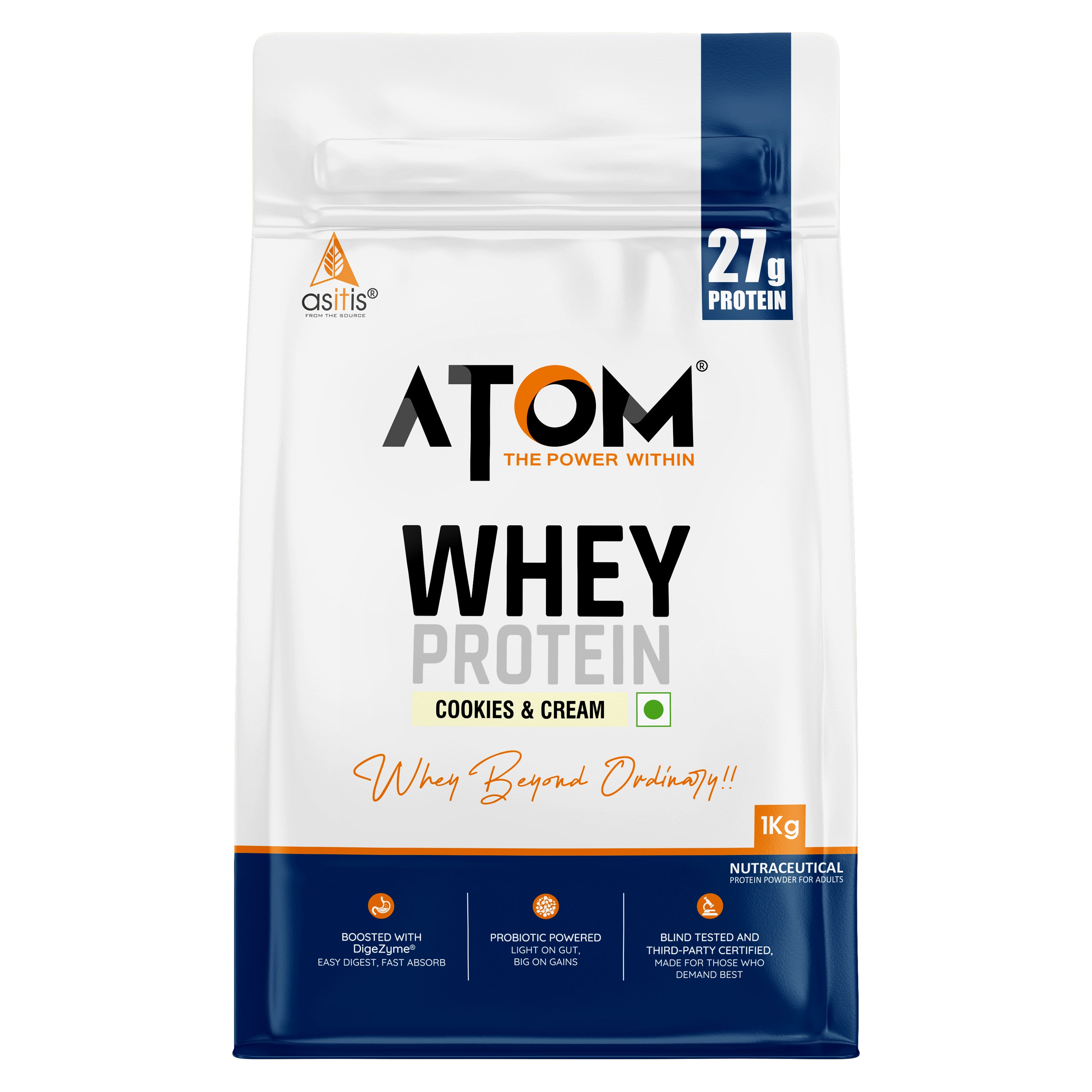 AS-IT-IS ATOM Whey Protein | 1 kg | Cookies & Cream